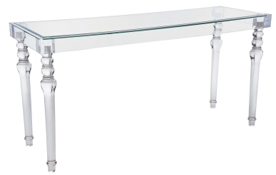 High quality clear acrylic console table with tempered glass